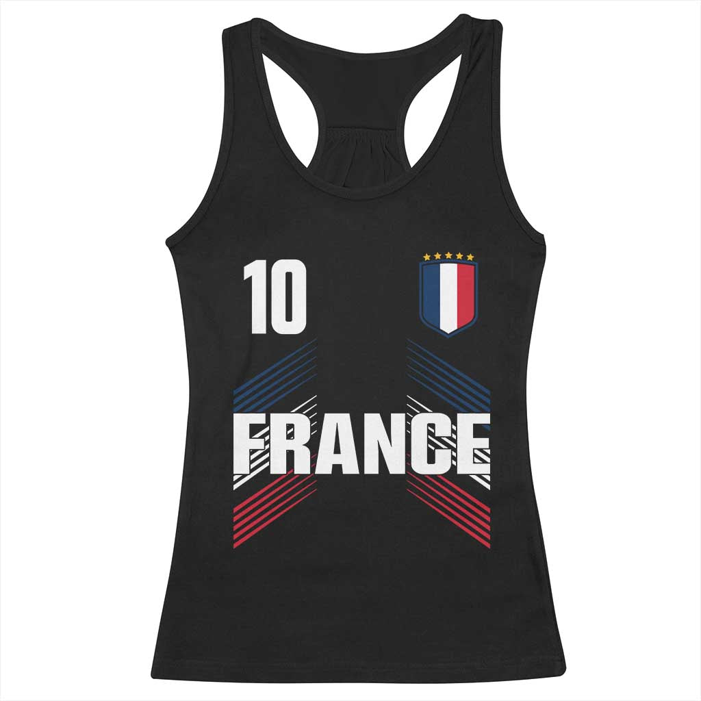 France Soccer Sports Graphic Number 10 Jersey Style Racerback Tank Top Proud French Football Fans Game Day Pride TS02 Black Print Your Wear