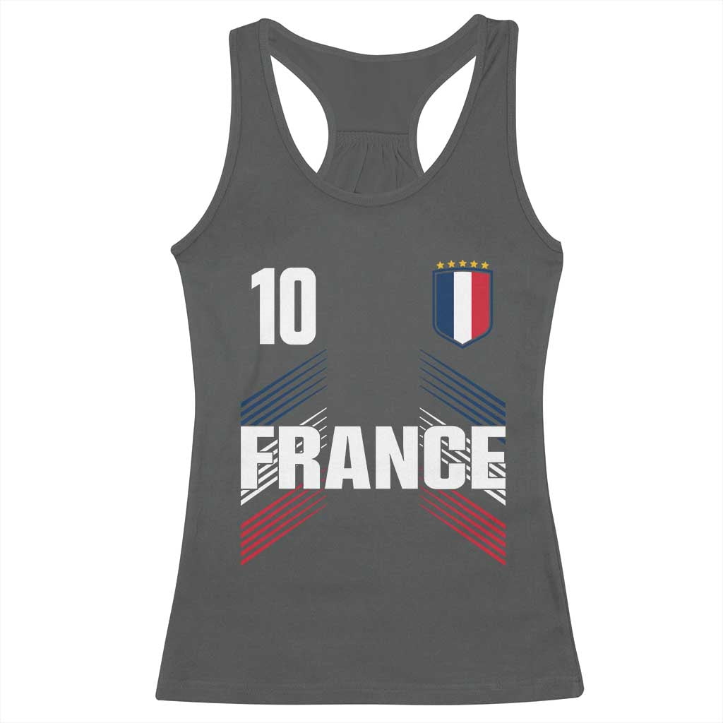 France Soccer Sports Graphic Number 10 Jersey Style Racerback Tank Top Proud French Football Fans Game Day Pride TS02 Dark Heather Print Your Wear