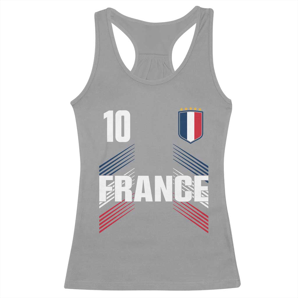 France Soccer Sports Graphic Number 10 Jersey Style Racerback Tank Top Proud French Football Fans Game Day Pride TS02 Sport Gray Print Your Wear