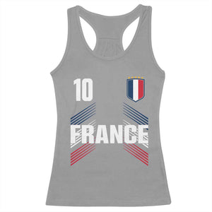 France Soccer Sports Graphic Number 10 Jersey Style Racerback Tank Top Proud French Football Fans Game Day Pride TS02 Sport Gray Print Your Wear