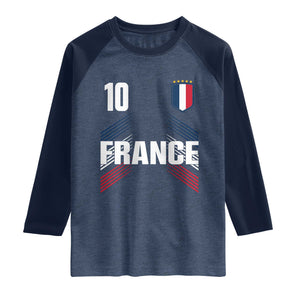 France Soccer Sports Graphic Number 10 Jersey Style Raglan Shirt Proud French Football Fans Game Day Pride TS02 Heather Denim Navy Print Your Wear