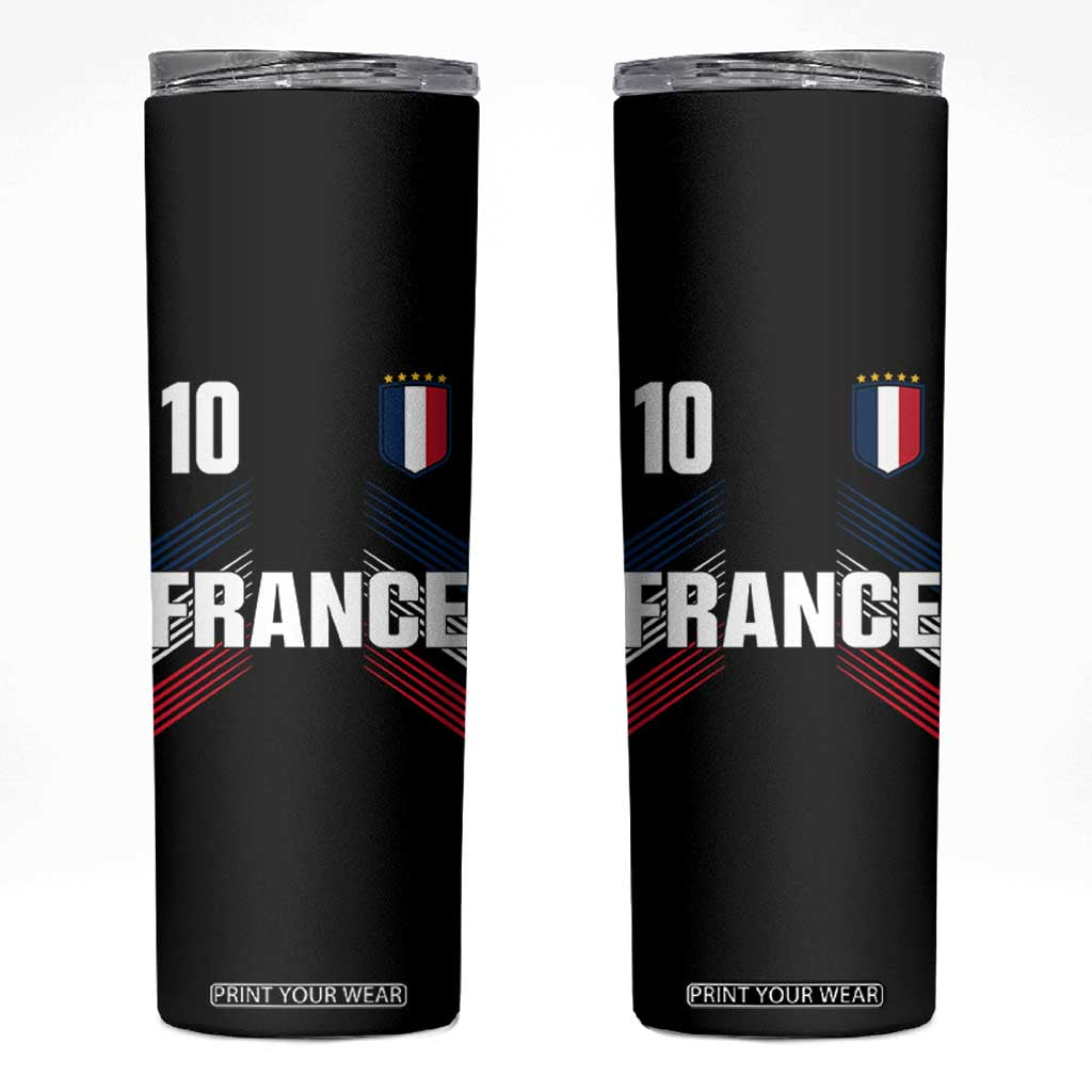 France Soccer Sports Graphic Number 10 Jersey Style Skinny Tumbler Proud French Football Fans Game Day Pride TS02 Black Print Your Wear