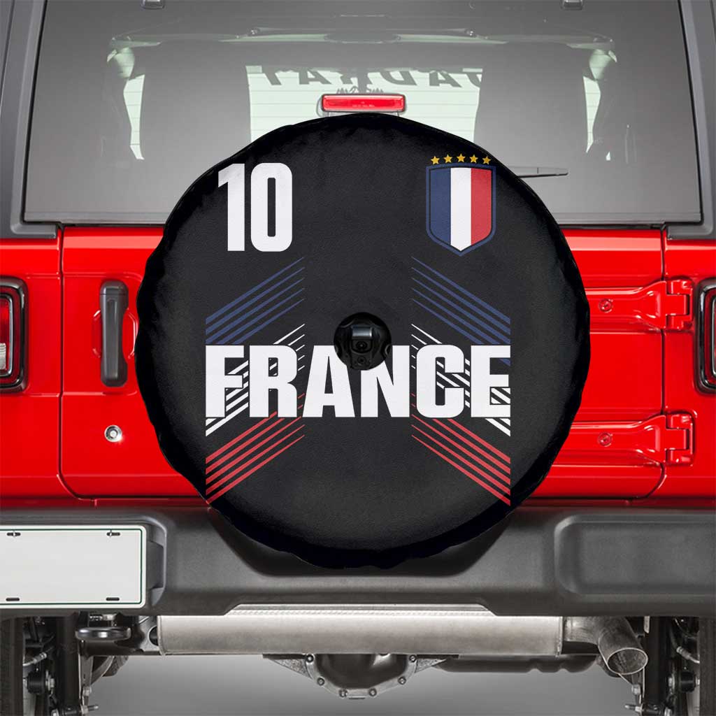 France Soccer Sports Graphic Number 10 Jersey Style Spare Tire Cover Proud French Football Fans Game Day Pride TS02 Black Print Your Wear