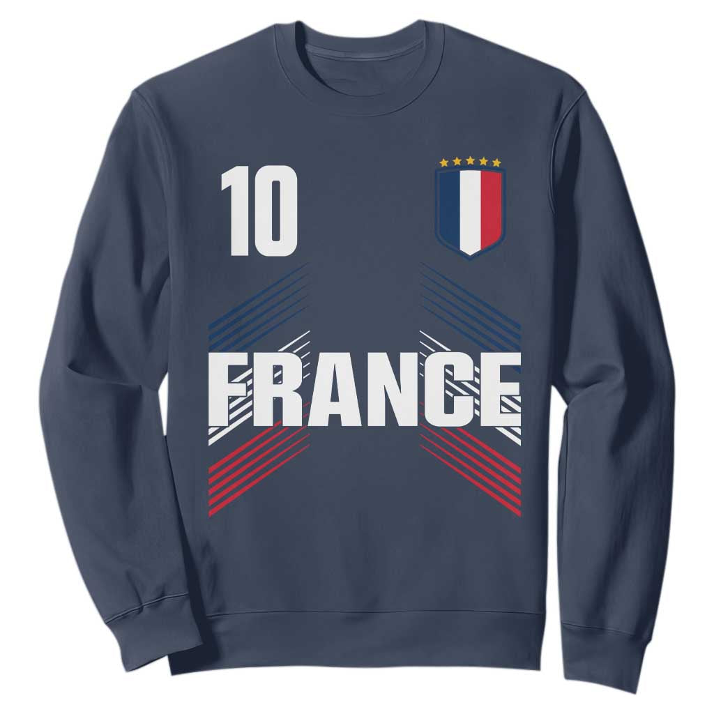 France Soccer Sports Graphic Number 10 Jersey Style Sweatshirt Proud French Football Fans Game Day Pride TS02 Navy Print Your Wear