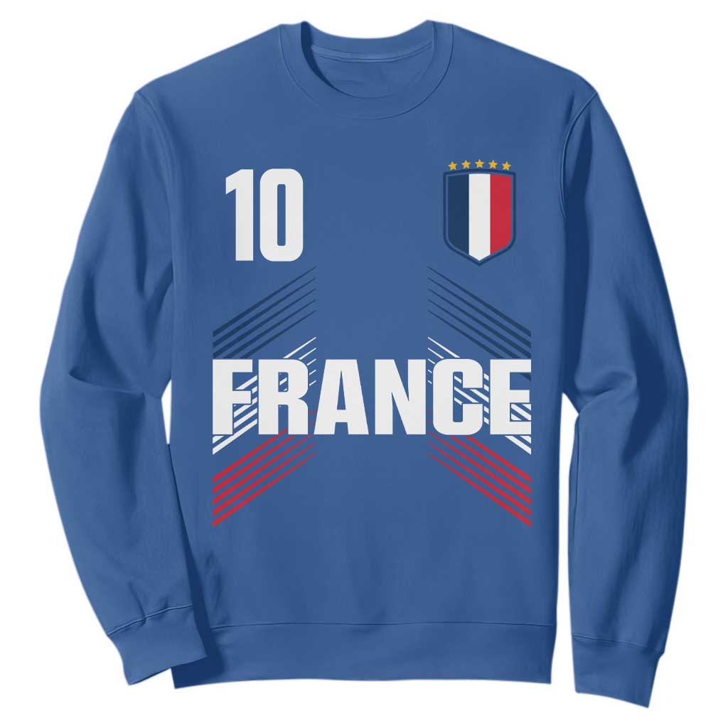 France Soccer Sports Graphic Number 10 Jersey Style Sweatshirt Proud French Football Fans Game Day Pride TS02 Royal Blue Print Your Wear