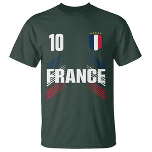 France Soccer Sports Graphic Number 10 Jersey Style T Shirt Proud French Football Fans Game Day Pride TS02 Dark Forest Green Print Your Wear