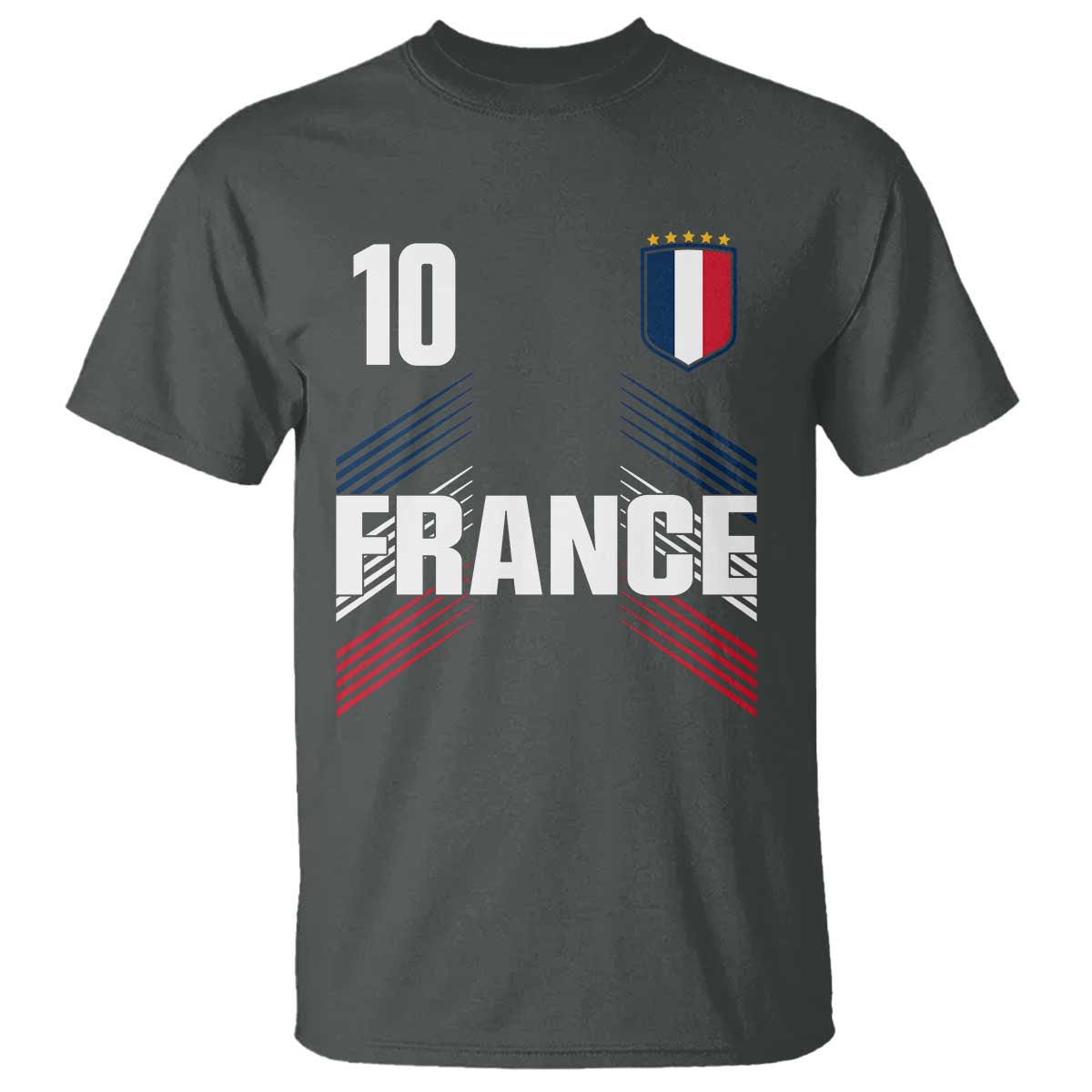 France Soccer Sports Graphic Number 10 Jersey Style T Shirt Proud French Football Fans Game Day Pride TS02 Dark Heather Print Your Wear