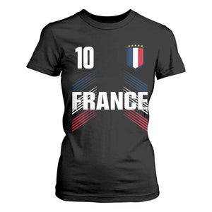 France Soccer Sports Graphic Number 10 Jersey Style T Shirt For Women Proud French Football Fans Game Day Pride TS02 Black Print Your Wear
