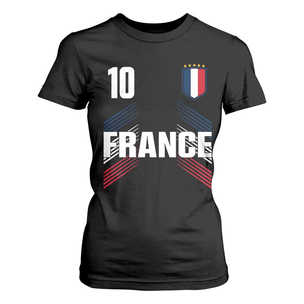 France Soccer Sports Graphic Number 10 Jersey Style T Shirt For Women Proud French Football Fans Game Day Pride TS02 Black Print Your Wear