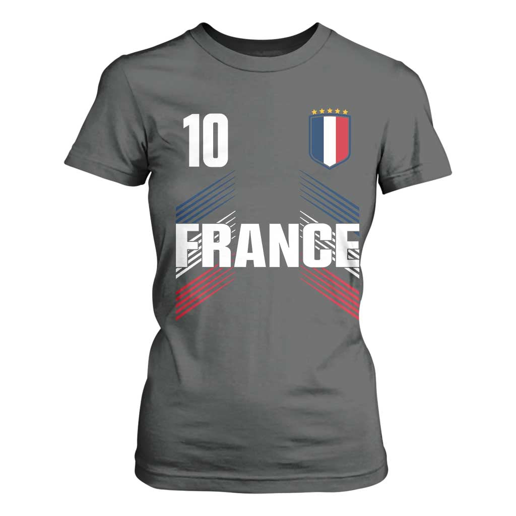 France Soccer Sports Graphic Number 10 Jersey Style T Shirt For Women Proud French Football Fans Game Day Pride TS02 Dark Heather Print Your Wear