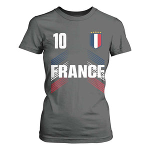France Soccer Sports Graphic Number 10 Jersey Style T Shirt For Women Proud French Football Fans Game Day Pride TS02 Dark Heather Print Your Wear