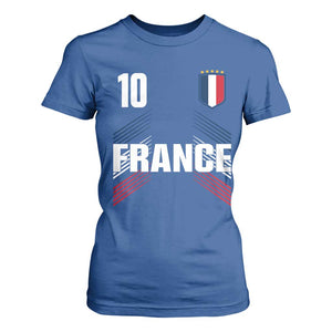 France Soccer Sports Graphic Number 10 Jersey Style T Shirt For Women Proud French Football Fans Game Day Pride TS02 Royal Blue Print Your Wear