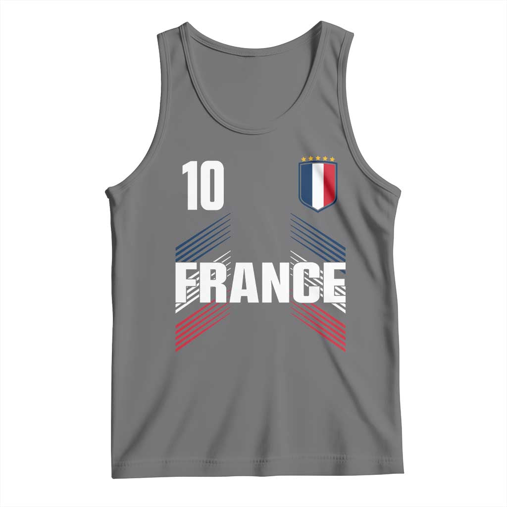 France Soccer Sports Graphic Number 10 Jersey Style Tank Top Proud French Football Fans Game Day Pride TS02 Black Heather Print Your Wear