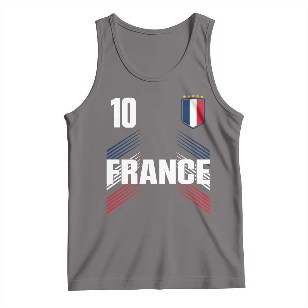 France Soccer Sports Graphic Number 10 Jersey Style Tank Top Proud French Football Fans Game Day Pride TS02 Deep Heather Print Your Wear