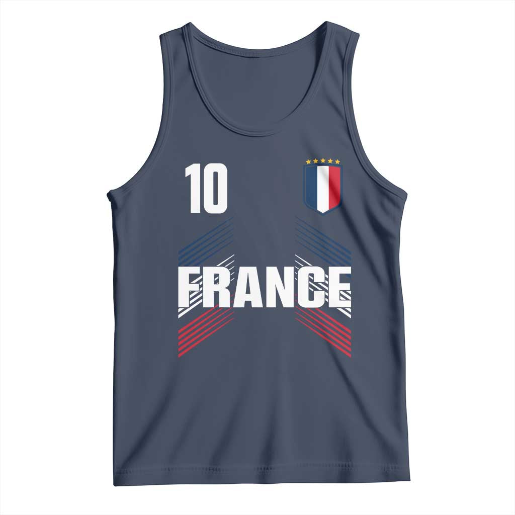 France Soccer Sports Graphic Number 10 Jersey Style Tank Top Proud French Football Fans Game Day Pride TS02 Navy Print Your Wear