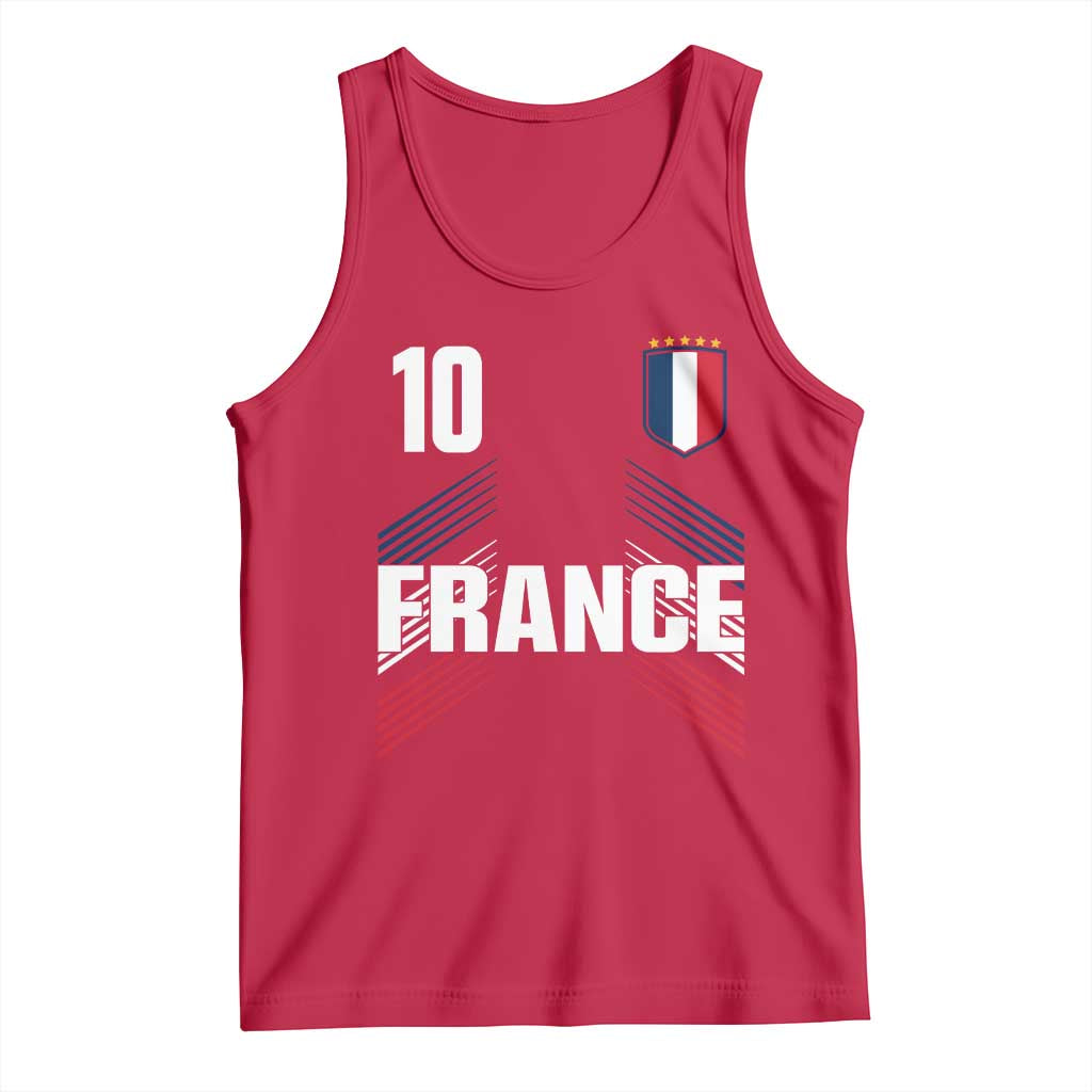 France Soccer Sports Graphic Number 10 Jersey Style Tank Top Proud French Football Fans Game Day Pride TS02 Red Print Your Wear