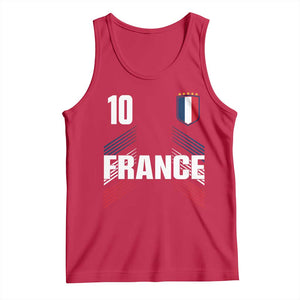 France Soccer Sports Graphic Number 10 Jersey Style Tank Top Proud French Football Fans Game Day Pride TS02 Red Print Your Wear