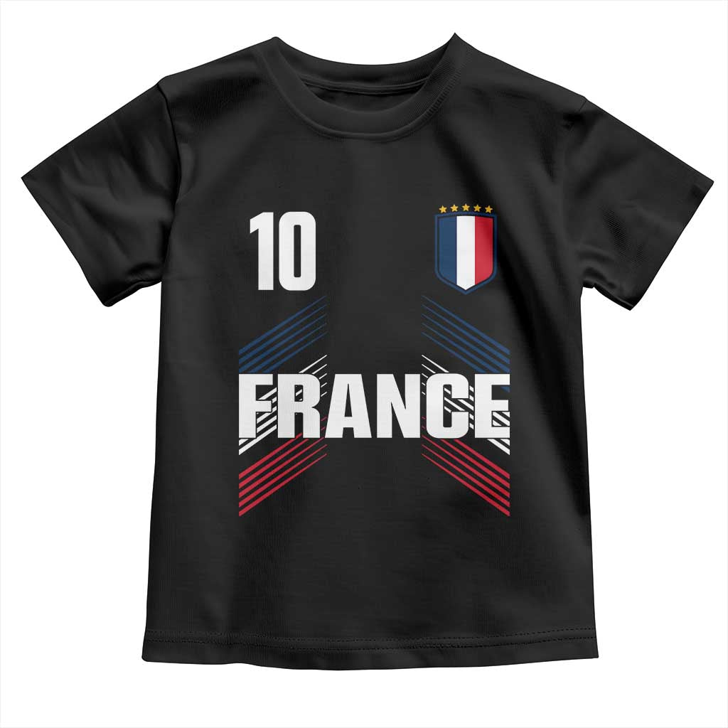 France Soccer Sports Graphic Number 10 Jersey Style Toddler T Shirt Proud French Football Fans Game Day Pride TS02 Black Print Your Wear