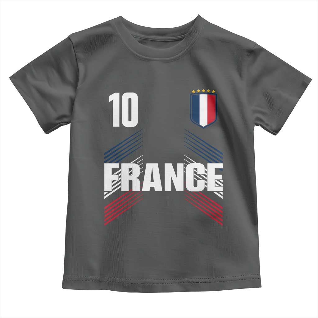 France Soccer Sports Graphic Number 10 Jersey Style Toddler T Shirt Proud French Football Fans Game Day Pride TS02 Dark Heather Print Your Wear