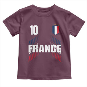 France Soccer Sports Graphic Number 10 Jersey Style Toddler T Shirt Proud French Football Fans Game Day Pride TS02 Maroon Print Your Wear