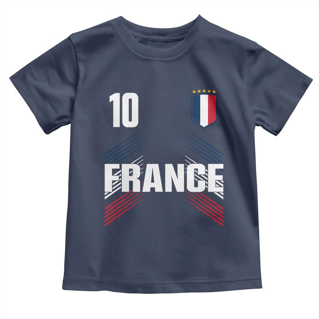 France Soccer Sports Graphic Number 10 Jersey Style Toddler T Shirt Proud French Football Fans Game Day Pride TS02 Navy Print Your Wear