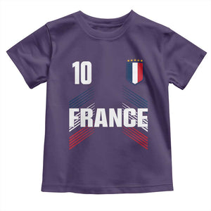 France Soccer Sports Graphic Number 10 Jersey Style Toddler T Shirt Proud French Football Fans Game Day Pride TS02 Purple Print Your Wear