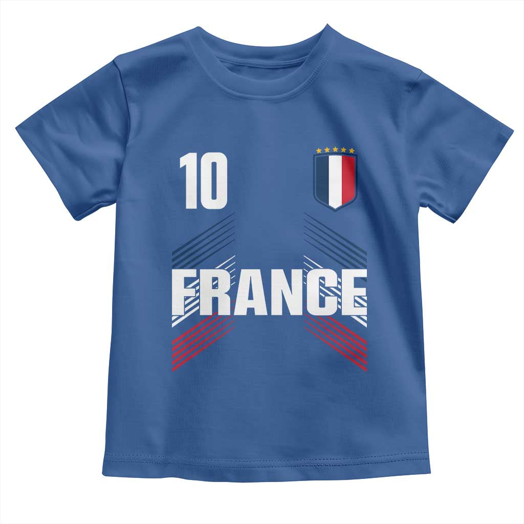 France Soccer Sports Graphic Number 10 Jersey Style Toddler T Shirt Proud French Football Fans Game Day Pride TS02 Royal Blue Print Your Wear