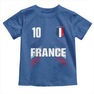 France Soccer Sports Graphic Number 10 Jersey Style Toddler T Shirt Proud French Football Fans Game Day Pride TS02 Royal Blue Print Your Wear
