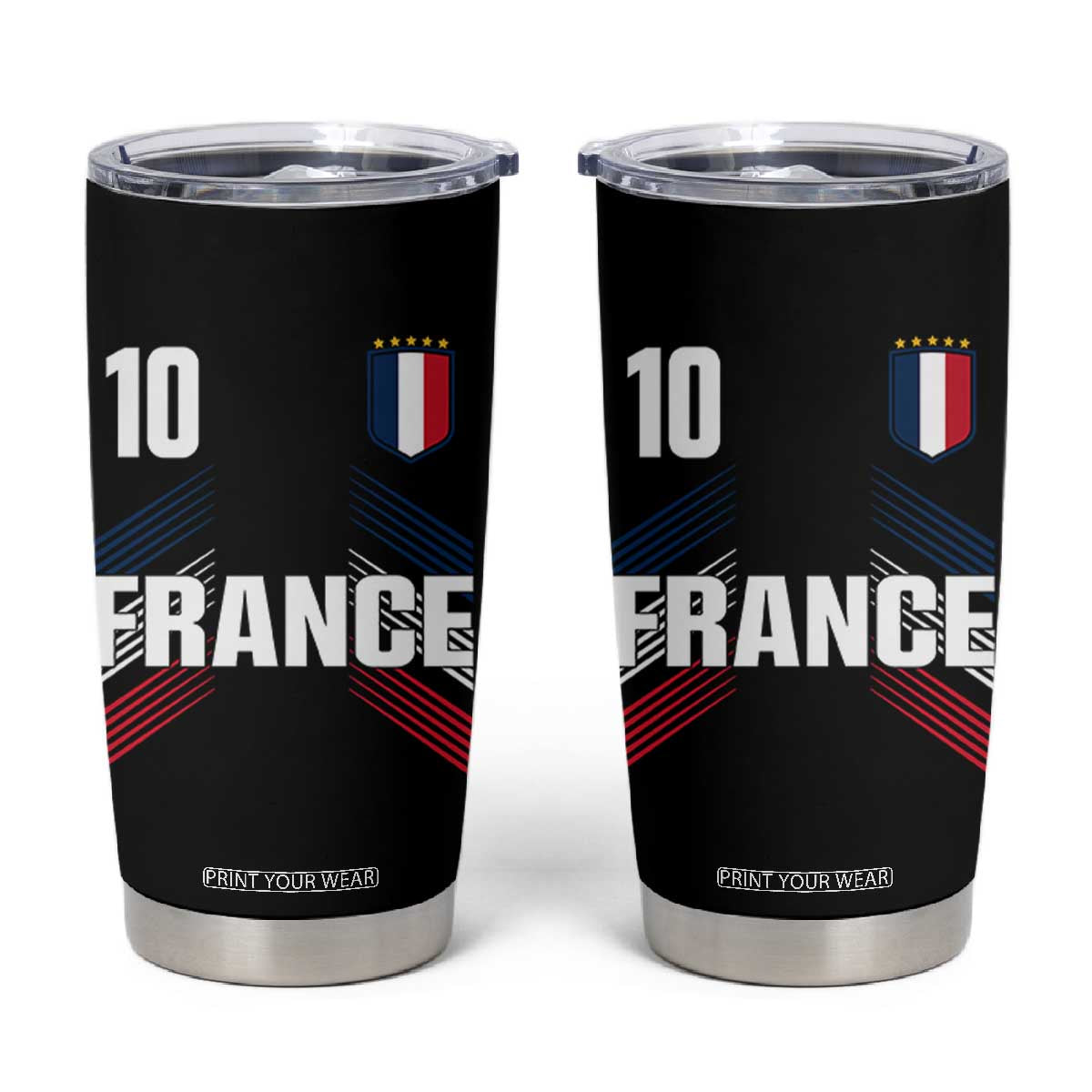 France Soccer Sports Graphic Number 10 Jersey Style Tumbler Cup Proud French Football Fans Game Day Pride TS02 Black Print Your Wear