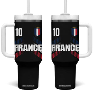 France Soccer Sports Graphic Number 10 Jersey Style Tumbler With Handle Proud French Football Fans Game Day Pride TS02 One Size: 40 oz Black Print Your Wear