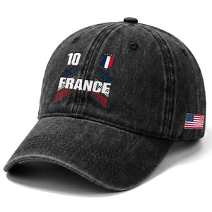 France Soccer Sports Graphic Number 10 Jersey Style Washed Cotton Baseball Cap Proud French Football Fans Game Day Pride TS02 Print Your Wear