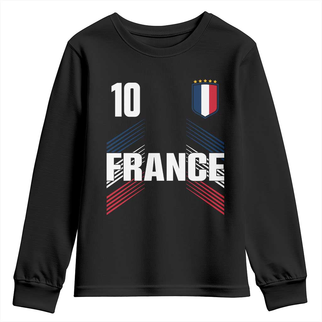 France Soccer Sports Graphic Number 10 Jersey Style Youth Sweatshirt Proud French Football Fans Game Day Pride TS02 Black Print Your Wear