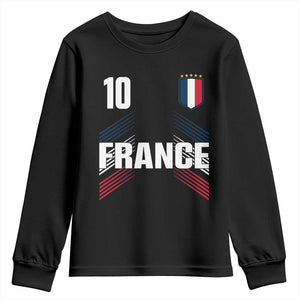France Soccer Sports Graphic Number 10 Jersey Style Youth Sweatshirt Proud French Football Fans Game Day Pride TS02 Black Print Your Wear