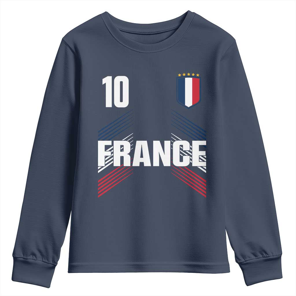 France Soccer Sports Graphic Number 10 Jersey Style Youth Sweatshirt Proud French Football Fans Game Day Pride TS02 Navy Print Your Wear