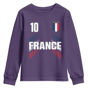 France Soccer Sports Graphic Number 10 Jersey Style Youth Sweatshirt Proud French Football Fans Game Day Pride TS02 Purple Print Your Wear