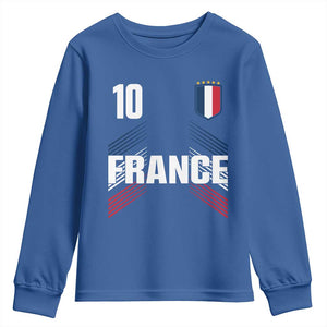 France Soccer Sports Graphic Number 10 Jersey Style Youth Sweatshirt Proud French Football Fans Game Day Pride TS02 Royal Blue Print Your Wear