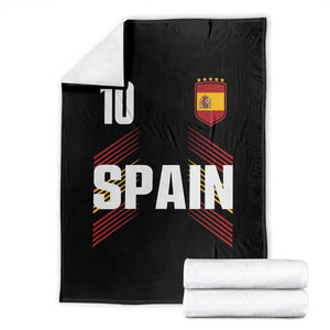 Spain Soccer Sports Graphic Number 10 Jersey Style Throw Blanket Proud Spanish Football Fans Game Day Pride TS02 Black Print Your Wear