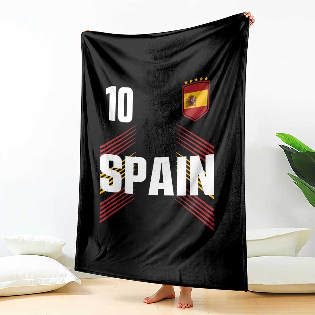 Spain Soccer Sports Graphic Number 10 Jersey Style Throw Blanket Proud Spanish Football Fans Game Day Pride TS02 Print Your Wear