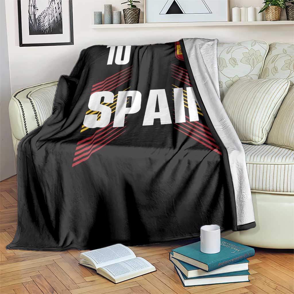 Spain Soccer Sports Graphic Number 10 Jersey Style Throw Blanket Proud Spanish Football Fans Game Day Pride TS02 Print Your Wear