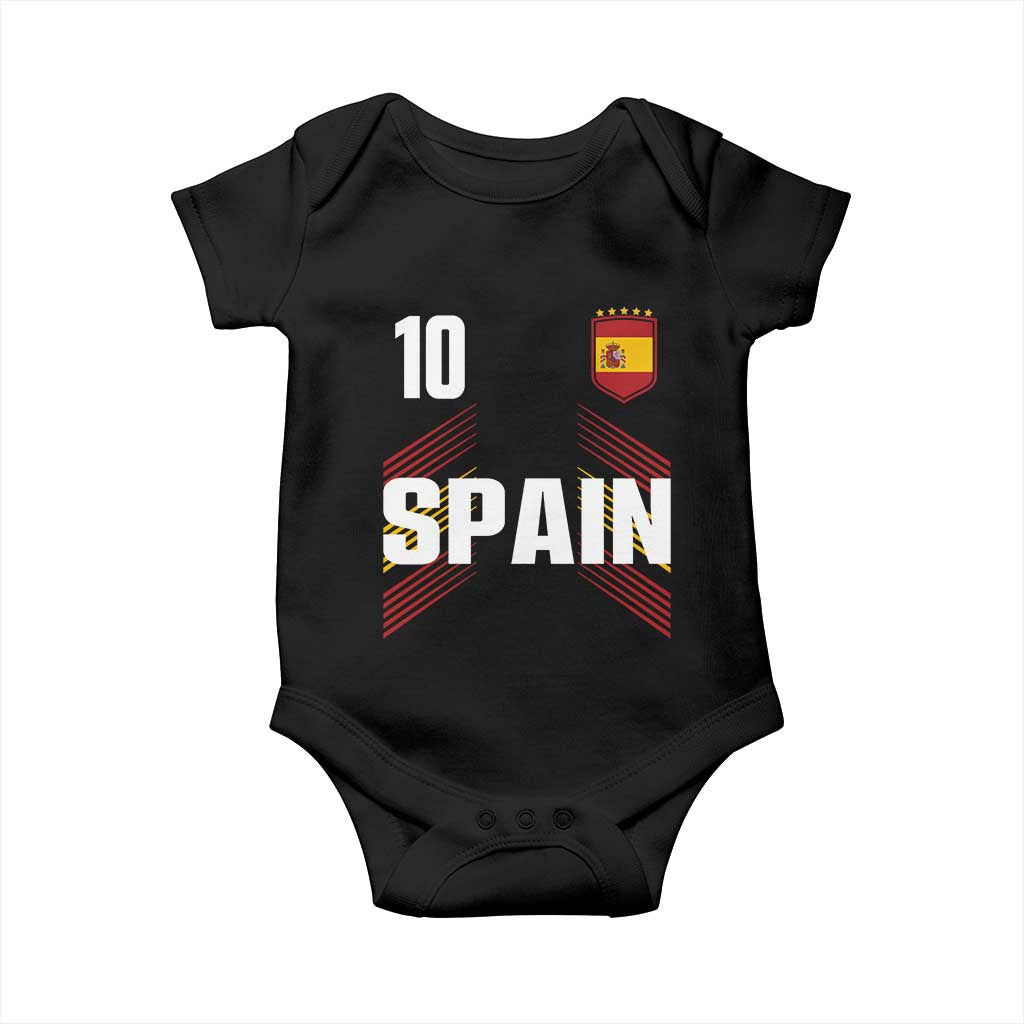 Spain Soccer Sports Graphic Number 10 Jersey Style Baby Onesie Proud Spanish Football Fans Game Day Pride TS02 Black Print Your Wear