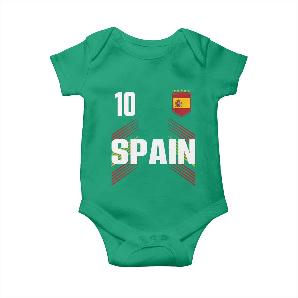Spain Soccer Sports Graphic Number 10 Jersey Style Baby Onesie Proud Spanish Football Fans Game Day Pride TS02 Irish Green Print Your Wear