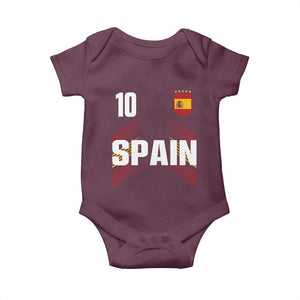 Spain Soccer Sports Graphic Number 10 Jersey Style Baby Onesie Proud Spanish Football Fans Game Day Pride TS02 Maroon Print Your Wear