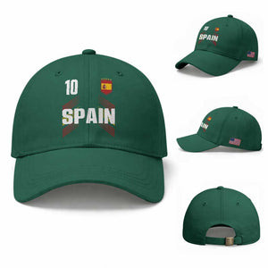 Spain Soccer Sports Graphic Number 10 Jersey Style Baseball Cap Proud Spanish Football Fans Game Day Pride TS02 Baseball Cap Universal Fit Irish Green Print Your Wear