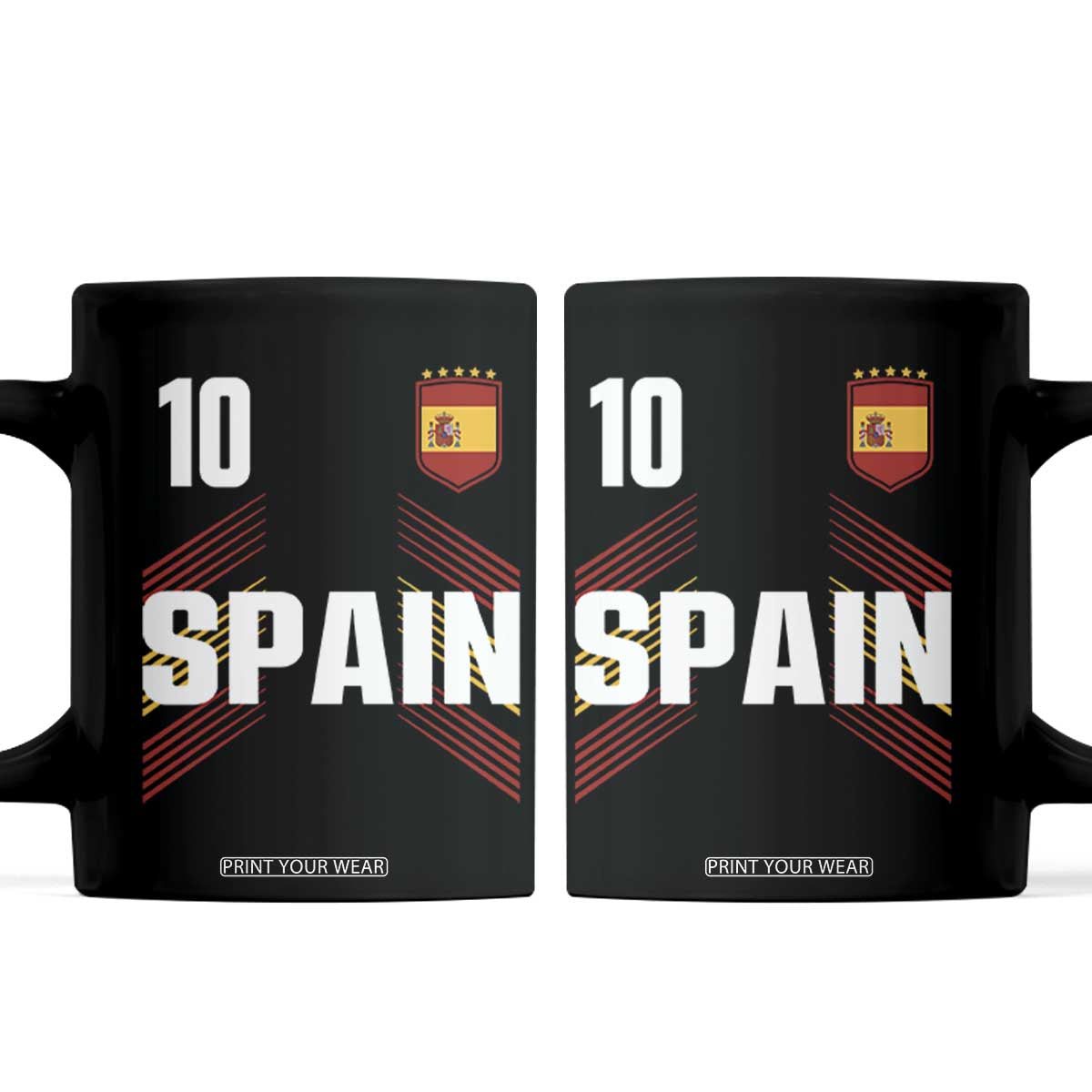 Spain Soccer Sports Graphic Number 10 Jersey Style Coffee Mug Proud Spanish Football Fans Game Day Pride TS02 Black Print Your Wear