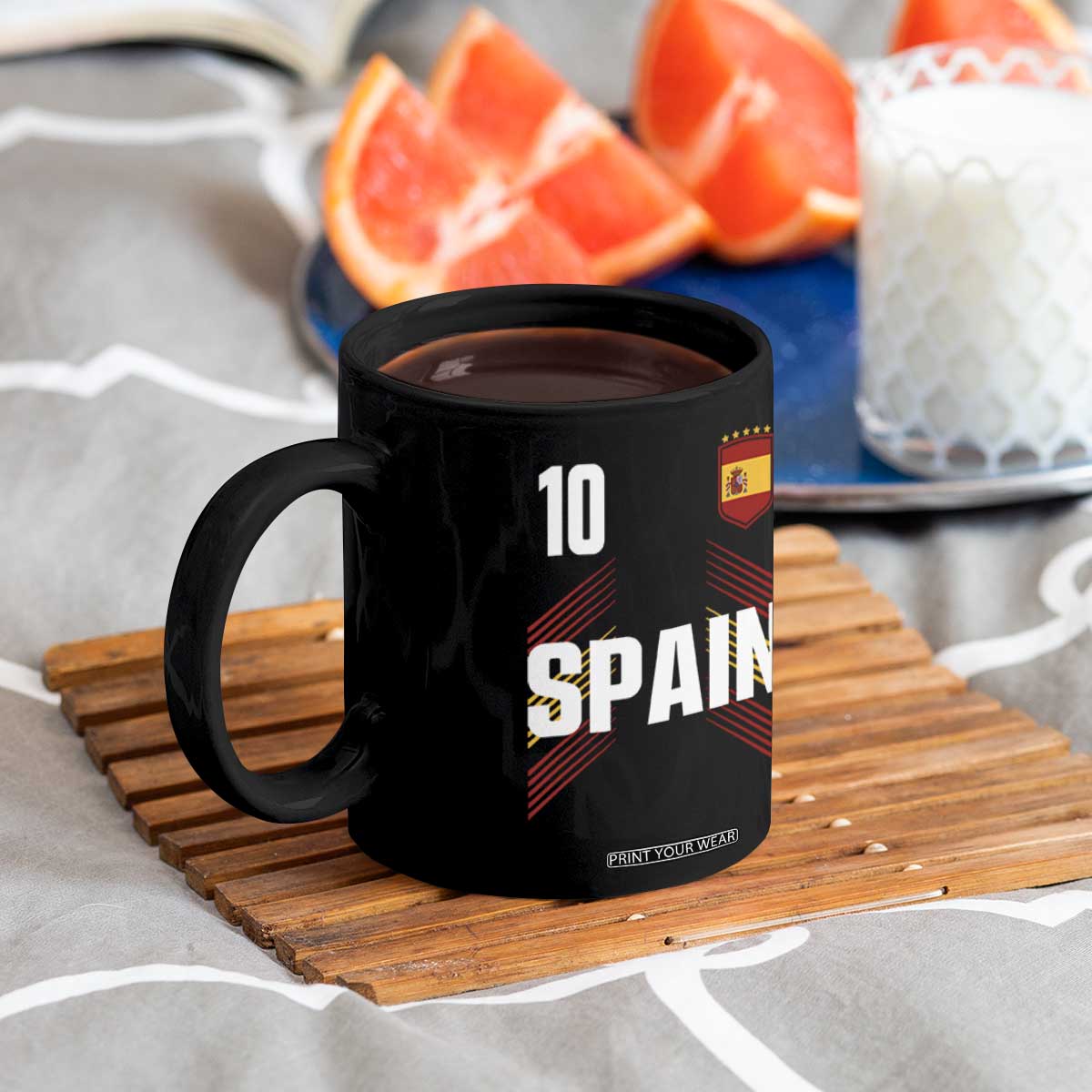 Spain Soccer Sports Graphic Number 10 Jersey Style Coffee Mug Proud Spanish Football Fans Game Day Pride TS02 Print Your Wear