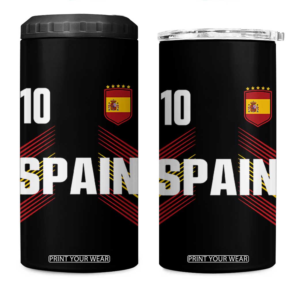 Spain Soccer Sports Graphic Number 10 Jersey Style 4 in 1 Can Cooler Tumbler Proud Spanish Football Fans Game Day Pride TS02 One Size: 16 oz Black Print Your Wear