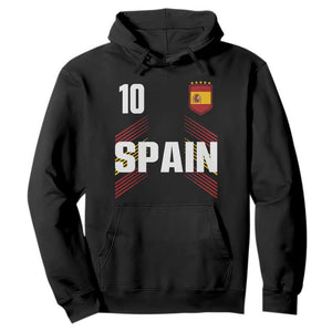 Spain Soccer Sports Graphic Number 10 Jersey Style Hoodie Proud Spanish Football Fans Game Day Pride TS02 Black Print Your Wear