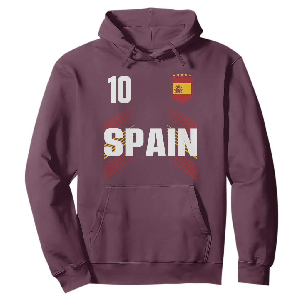Spain Soccer Sports Graphic Number 10 Jersey Style Hoodie Proud Spanish Football Fans Game Day Pride TS02 Maroon Print Your Wear
