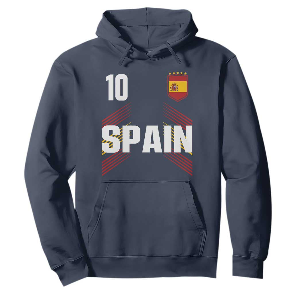 Spain Soccer Sports Graphic Number 10 Jersey Style Hoodie Proud Spanish Football Fans Game Day Pride TS02 Navy Print Your Wear