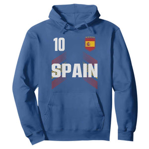 Spain Soccer Sports Graphic Number 10 Jersey Style Hoodie Proud Spanish Football Fans Game Day Pride TS02 Royal Blue Print Your Wear